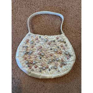 Vintage Ipa-Nima Pastel Multi-Color Beaded Embellished Cream Change Purse Bag